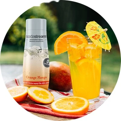 Apelsinų ir mangų skonio SodaStream Zero Orange Mango sirupas, 440ml aprašymas - Prekės nuotrauka