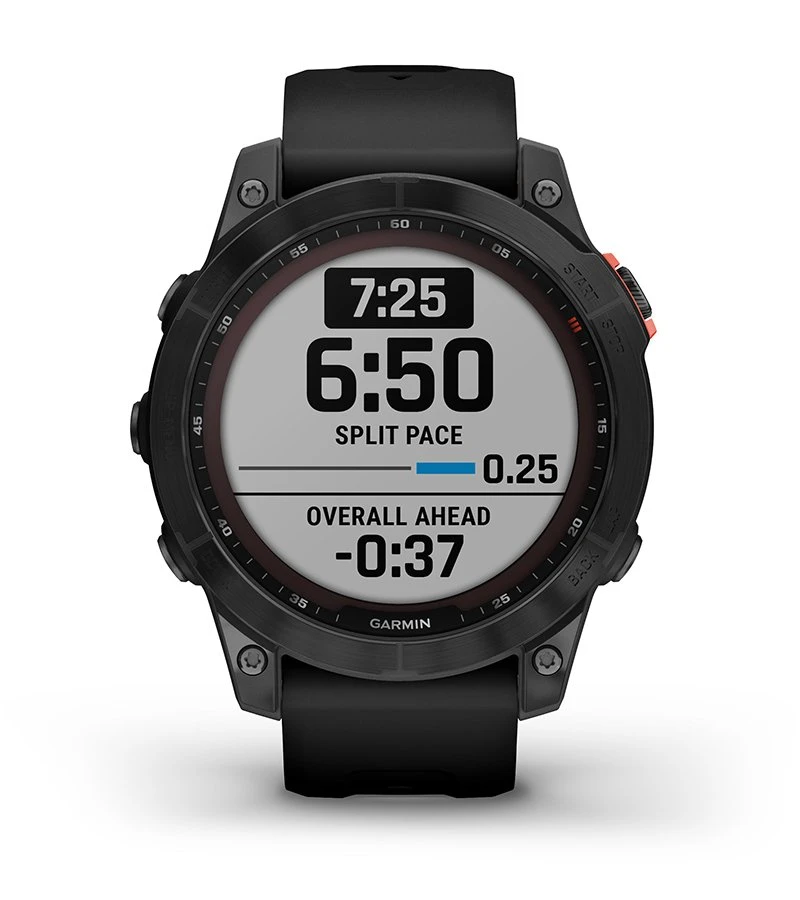 Išmanusis laikrodis Garmin fenix 7 Solar, Pilkos skalūno spalvos, su juodos spalvos silikoniniu dirželiu (Ekspozicinė prekė) aprašymas - Prekės nuotrauka