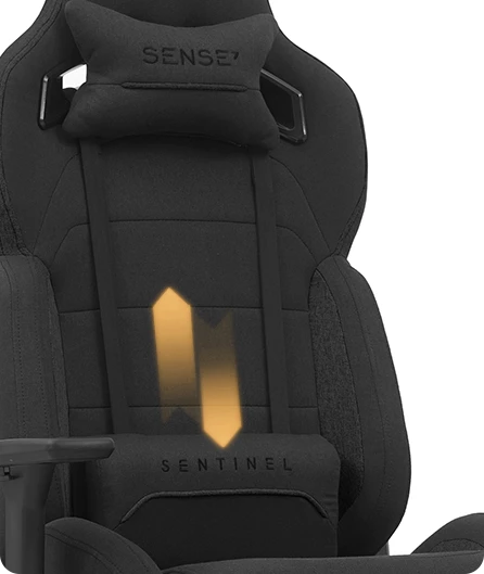 Žaidimų kėdė Sense7 Sentinel fabric Gaming Chair, Juoda aprašymas - Prekės nuotrauka