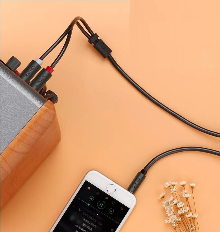 Ugreen AV116 10591 audio mini jack cable 3.5 mm (male) / 2RCA (male) 5m - juodas aprašymas - Prekės nuotrauka Ugreen AV116 10591 audio mini jack cable 3.5 mm (male) / 2RCA (male) 5m - juodas aprašymas - Prekės nuotrauka