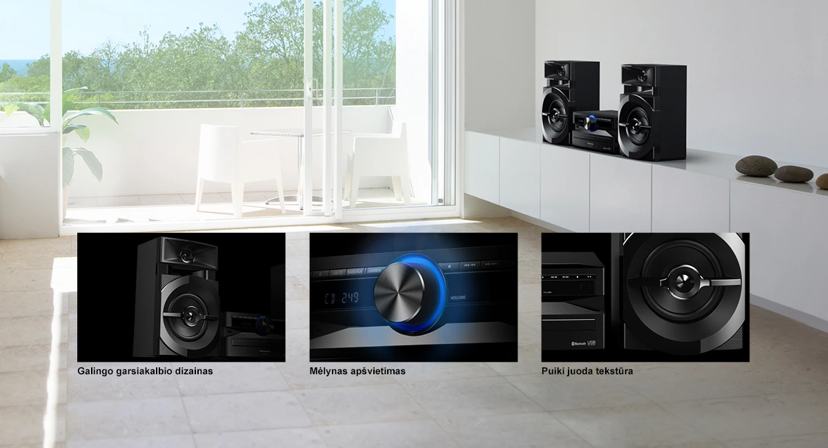 Muzikinis centras „Panasonic“ stereofoninė sistema SC-UX100E-K „Bluetooth“. aprašymas - Prekės nuotrauka
