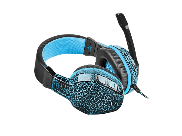 Žaidimų ausinės Fury Hellcat, LED, Mėlynos, USB + 2x 3.5mm aprašymas - Prekės nuotrauka