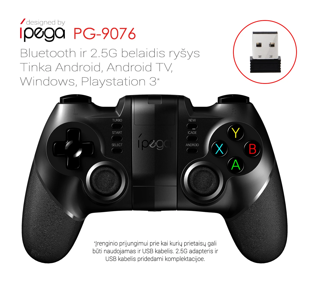 Ipega PG-9076 žaidimų valdymo pultas skirtas žaisti Android ir Windows 7/8/10 žaidimus aprašymas - Prekės nuotrauka