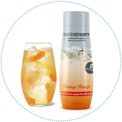Apelsinų ir mangų skonio SodaStream Zero Orange Mango sirupas, 440ml aprašymas - Prekės nuotrauka
