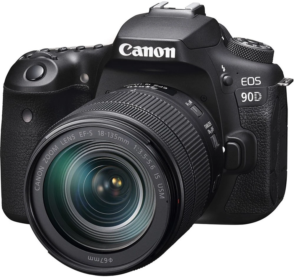 Canon EOS 90D + EF-S 18-135mm f/3.5-5.6 IS USM SLR fotoaparato komplektas 32,5 MP CMOS 6960 x 4640 pikseliai Juoda aprašymas - Prekės nuotrauka