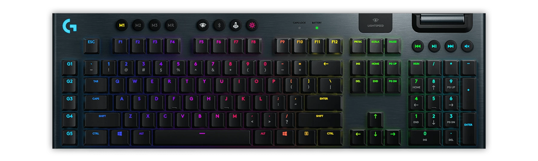 Logitech G915 Belaidė Mechaninė žaidimų klaviatūra, RGB, Lightspeed, Tactile, DE išdėstymas aprašymas - Prekės nuotrauka