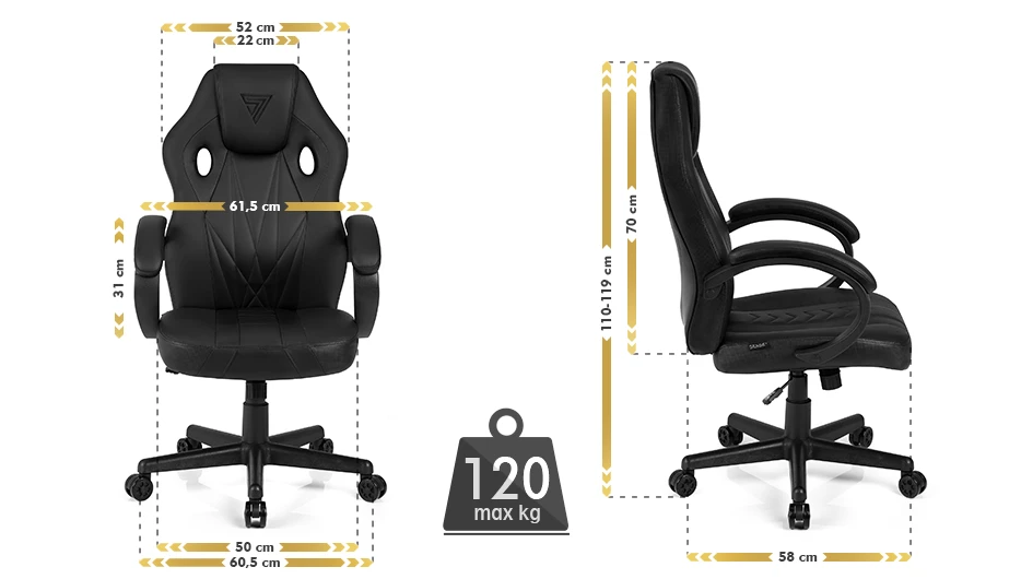 Žaidimų kėdė Sense7 Prism Gaming Chair, Juoda aprašymas - Prekės nuotrauka