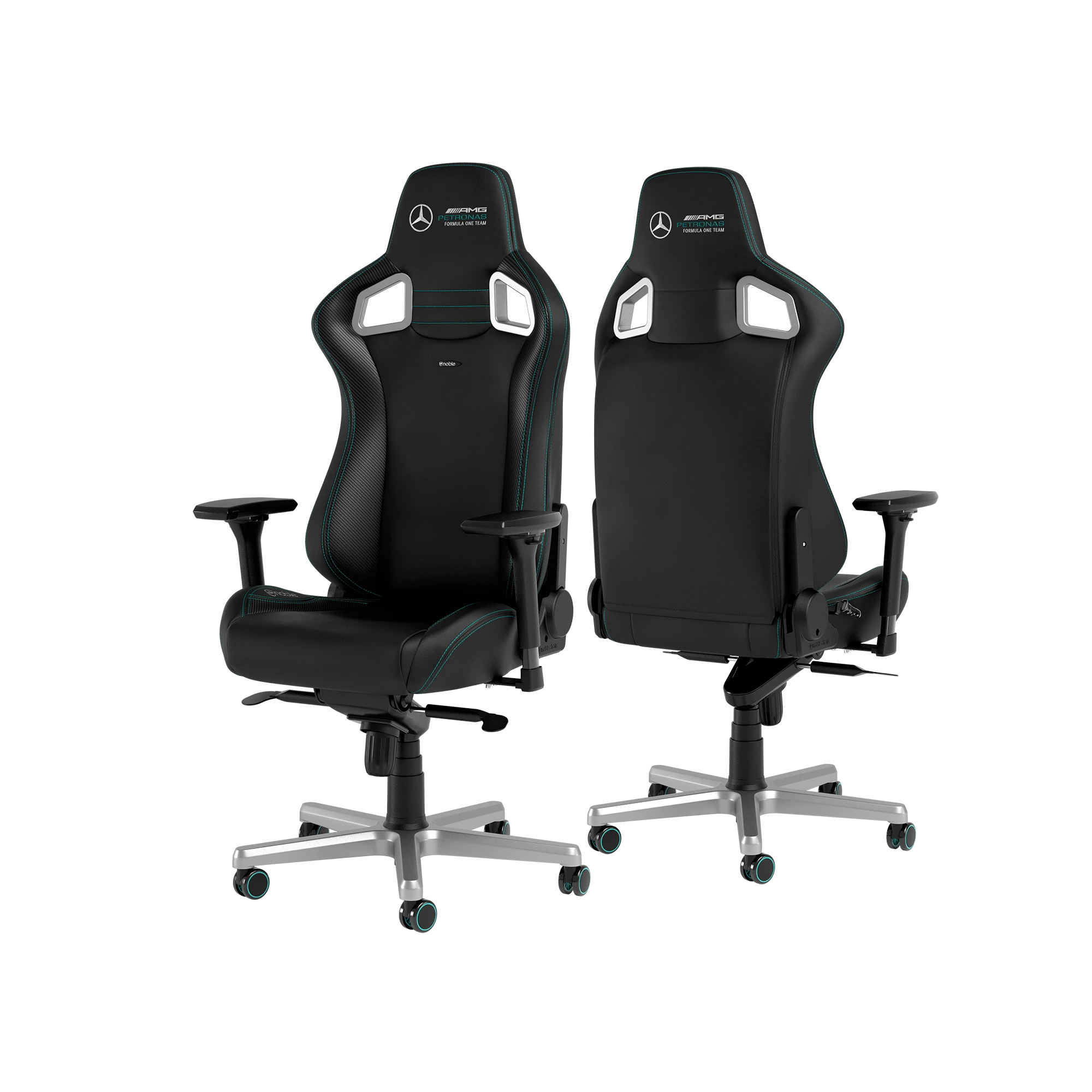 Žaidimų kėdė Noblechairs EPIC Mercedes-AMG Petronas Formula One Team - 2021 Edition Vinilo/PU hibridinės odos žaidimų kėdė aprašymas - Prekės nuotrauka