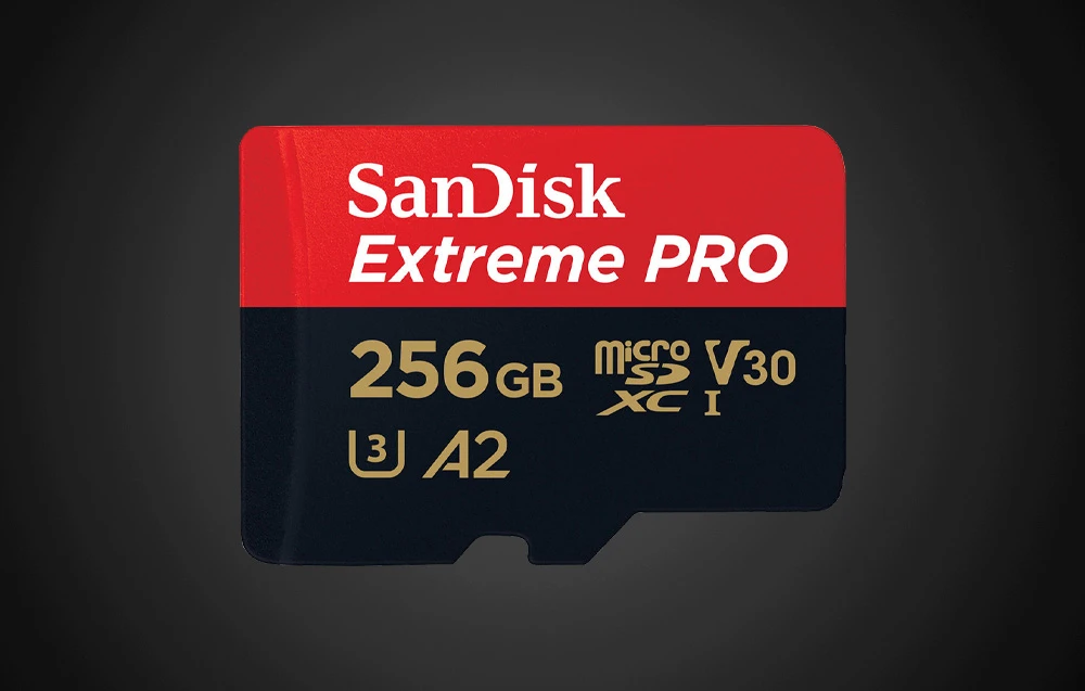 Atminties kortelė SanDisk microSDXC Extreme Pro 256GB 200/140 MB/s A2 C10 V30 UHS-I U3 aprašymas - Prekės nuotrauka