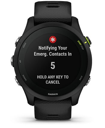 Išmanusis laikrodis Garmin Forerunner 255, Juodos spalvos apvadas su mėlynos spalvos silikoniniu dirželiu, 46mm aprašymas - Prekės nuotrauka