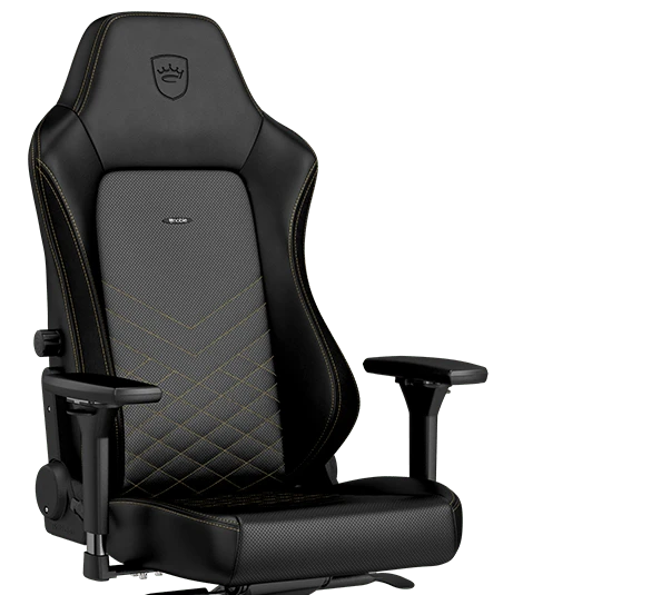 Žaidimų kėdė Noblechairs HERO PU-Leather Gaming Chair, Juoda-auksinė aprašymas - Prekės nuotrauka