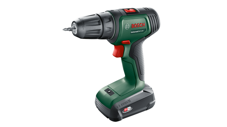 Bosch Universal Drill 18V (1x1,5 akumuliatorius) Akumuliatorinis dviejų greičių gręžtuvas - suktuvas aprašymas - Prekės nuotrauka