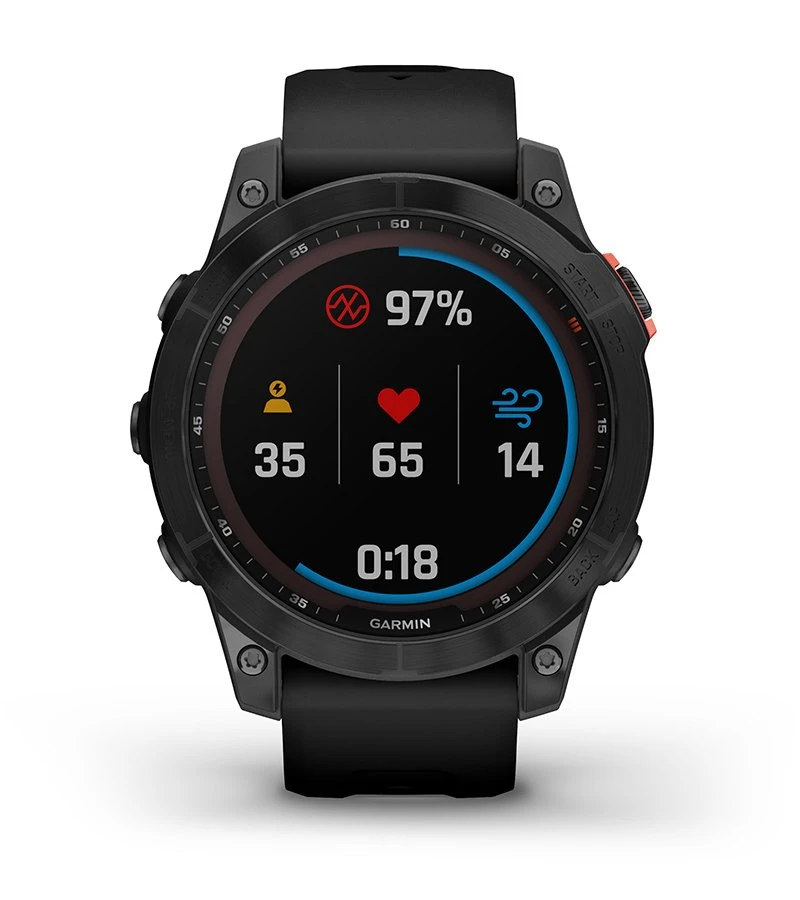 Išmanusis laikrodis Garmin fenix 7 Solar, Pilkos skalūno spalvos, su juodos spalvos silikoniniu dirželiu (Ekspozicinė prekė) aprašymas - Prekės nuotrauka