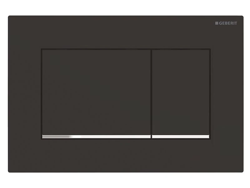 Geberit Sigma30 nuleidimo plokštelė dvigubo nuleidimo sistemai, matinė juoda/chromuota 115.883.14.1 aprašymas - Prekės nuotrauka
