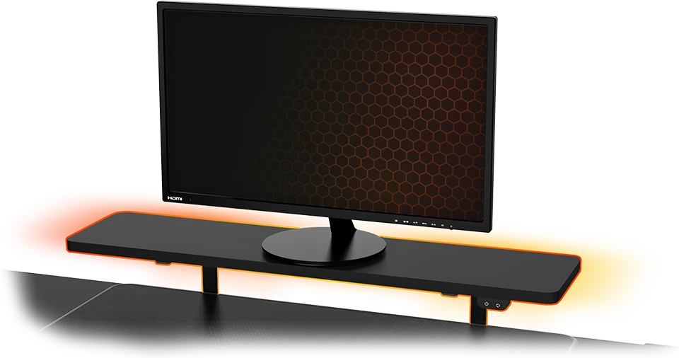 Reguliuojamo aukščio kampinis žaidimų stalas Ultradesk Winger LED RGB, Baltos spalvos aprašymas - Prekės nuotrauka
