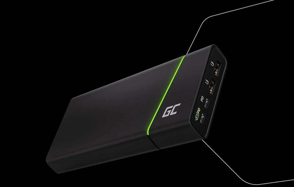 Green Cell Žalias Cell Power Bank Žalias Cell GC PowerPlay Ultra 26800mAh 128W 4 x USB aprašymas - Prekės nuotrauka Green Cell Žalias Cell Power Bank Žalias Cell GC PowerPlay Ultra 26800mAh 128W 4 x USB aprašymas - Prekės nuotrauka