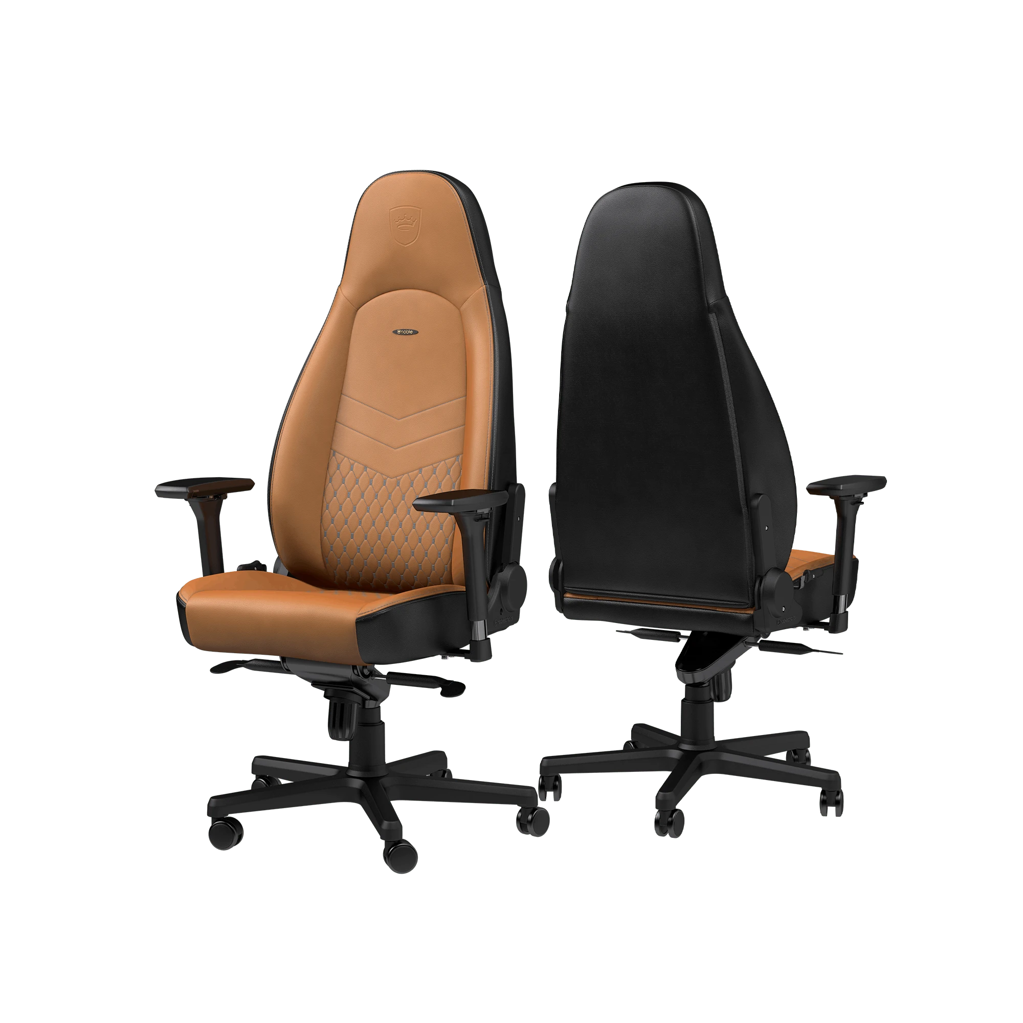 Žaidimų kėdė Noblechairs ICON Real leather Gaming Chair, Cognac-Juoda aprašymas - Prekės nuotrauka