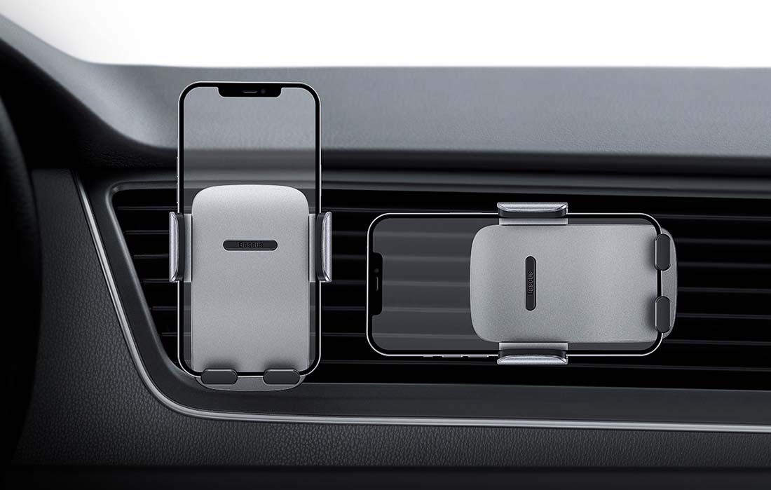 Baseus Easy Control Pro telefono laikiklis automobiliui – Sidabrinis aprašymas - Prekės nuotrauka