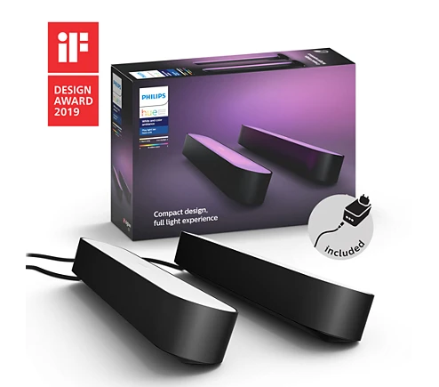 Philips Hue Dviejų šviestuvų juostų Play komplektas (Balta ir spalvota) aprašymas - Prekės nuotrauka