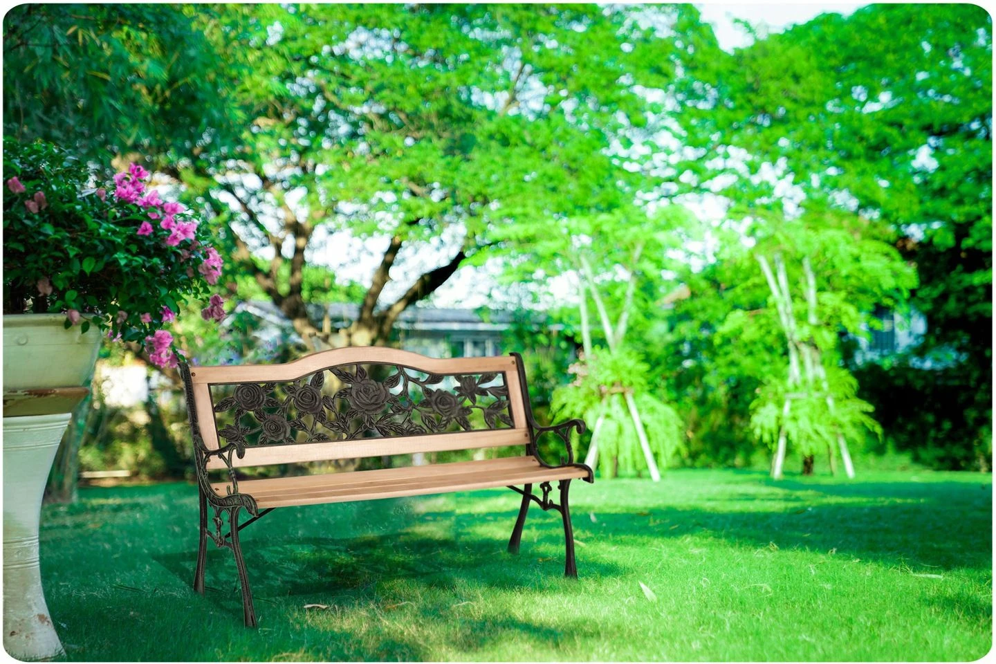 Parko suoliukas su atlošu 123,5 x 74 x 48 cm Sofotel Gardi Rose aprašymas - Prekės nuotrauka