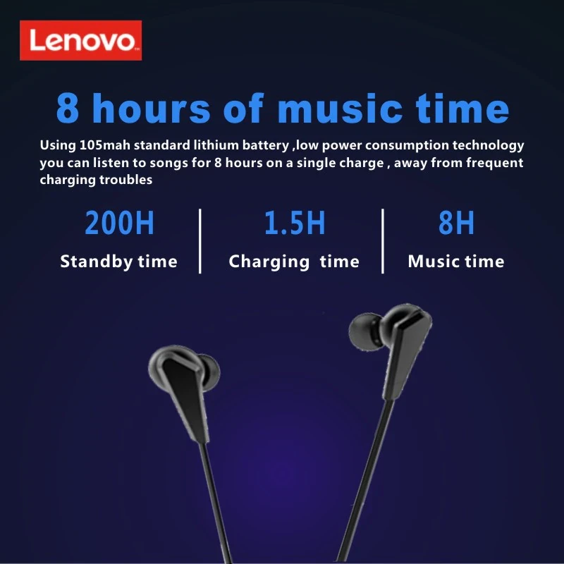 Lenovo HE01 Belaidės Ausinės Sportui, Raudonos aprašymas - Prekės nuotrauka