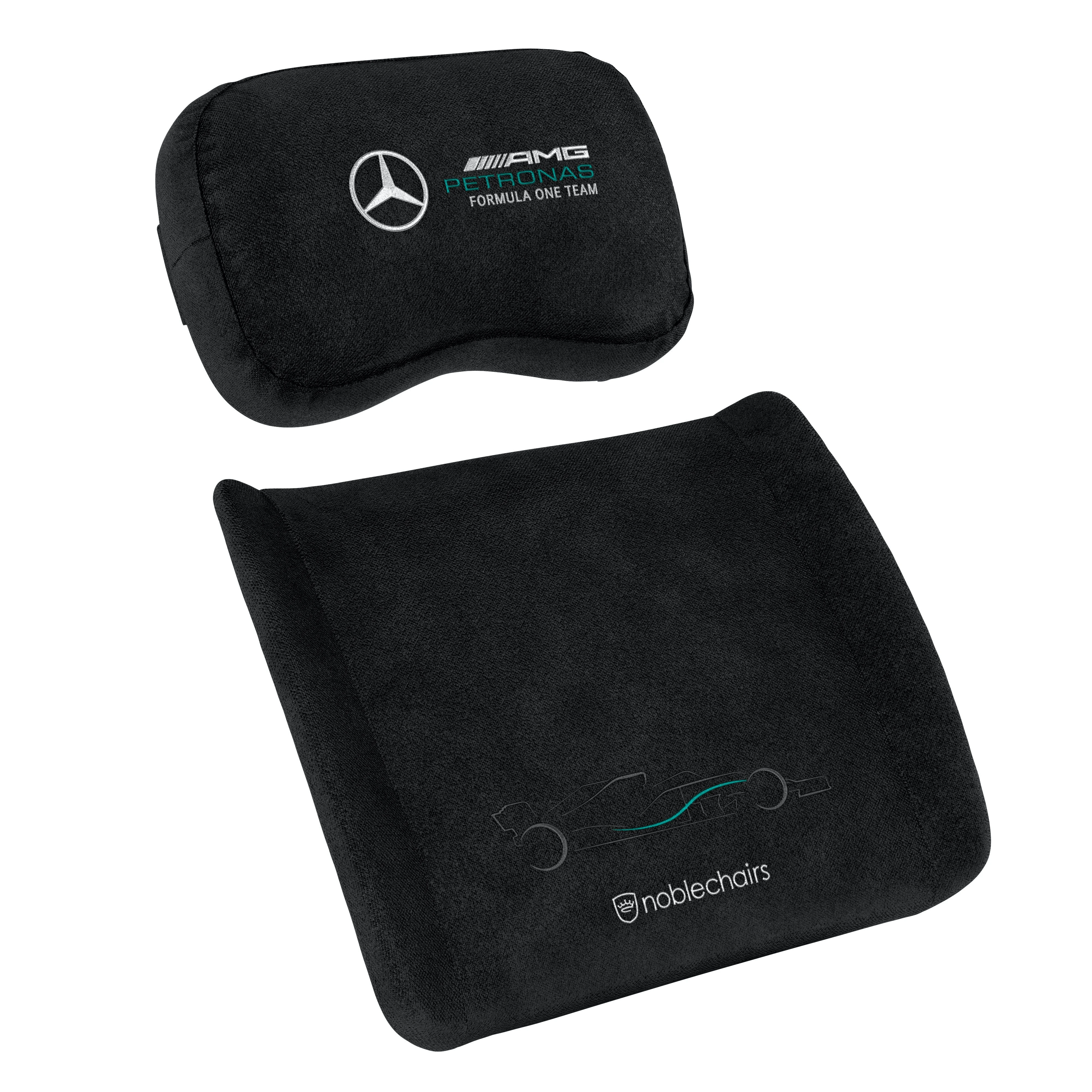Žaidimų kėdės pagalvėlių rinkinys Noblechairs Mercedes-AMG Petronas F1 TeamMemory Foam Cushion Set, tinka EPIC/ICON/HERO, Juoda aprašymas - Prekės nuotrauka