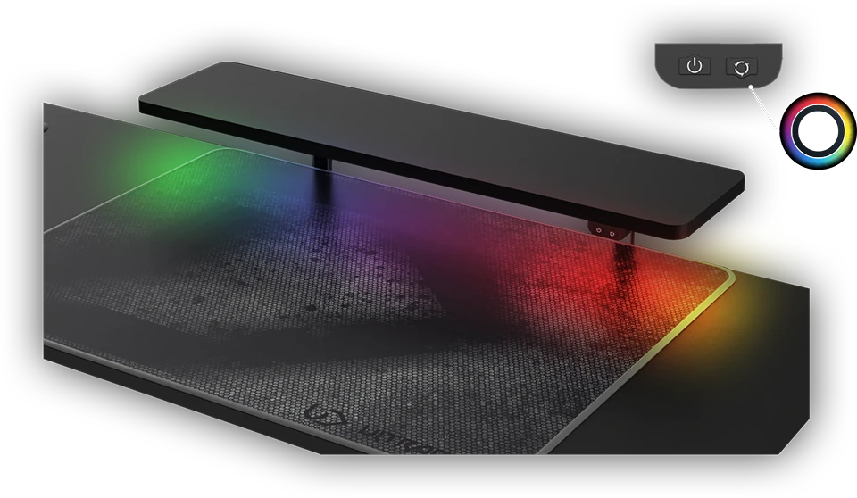 Reguliuojamo aukščio kampinis žaidimų stalas Ultradesk Winger LED RGB, Baltos spalvos aprašymas - Prekės nuotrauka