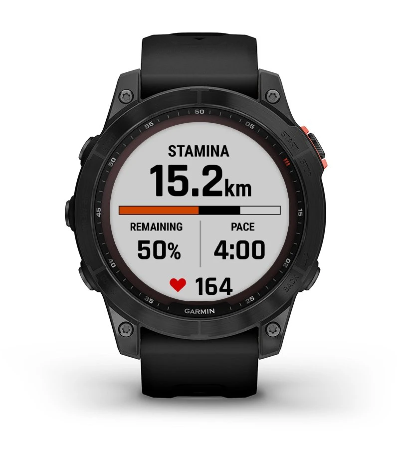 Išmanusis laikrodis Garmin fenix 7 Solar, Pilkos skalūno spalvos, su juodos spalvos silikoniniu dirželiu (Ekspozicinė prekė) aprašymas - Prekės nuotrauka