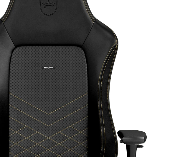 Žaidimų kėdė Noblechairs HERO PU-Leather Gaming Chair, Juoda-auksinė aprašymas - Prekės nuotrauka