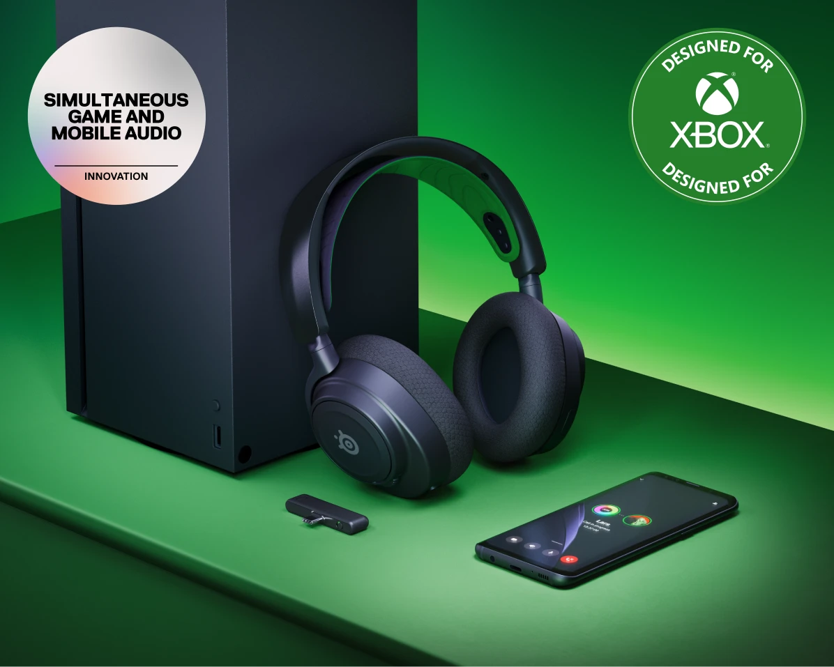 Belaidės ausinės su mikrofonu SteelSeries Arctis Nova 7X Over-Ear, Juodos/Žalios spalvos aprašymas - Prekės nuotrauka