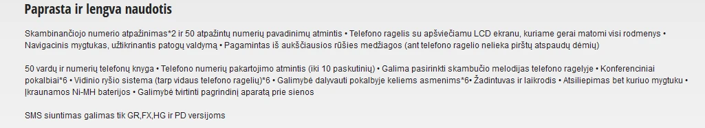 Stacionarus telefonas Panasonic KX-TG1611FHX Belaidis, Juodas aprašymas - Prekės nuotrauka