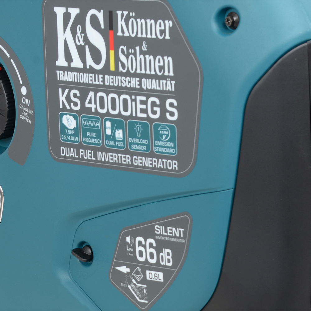 Könner & Söhnen hibridinis (benzinas/dujos) inverterinis generatorius 3,5kW 230V KS 4000iEG S aprašymas - Prekės nuotrauka