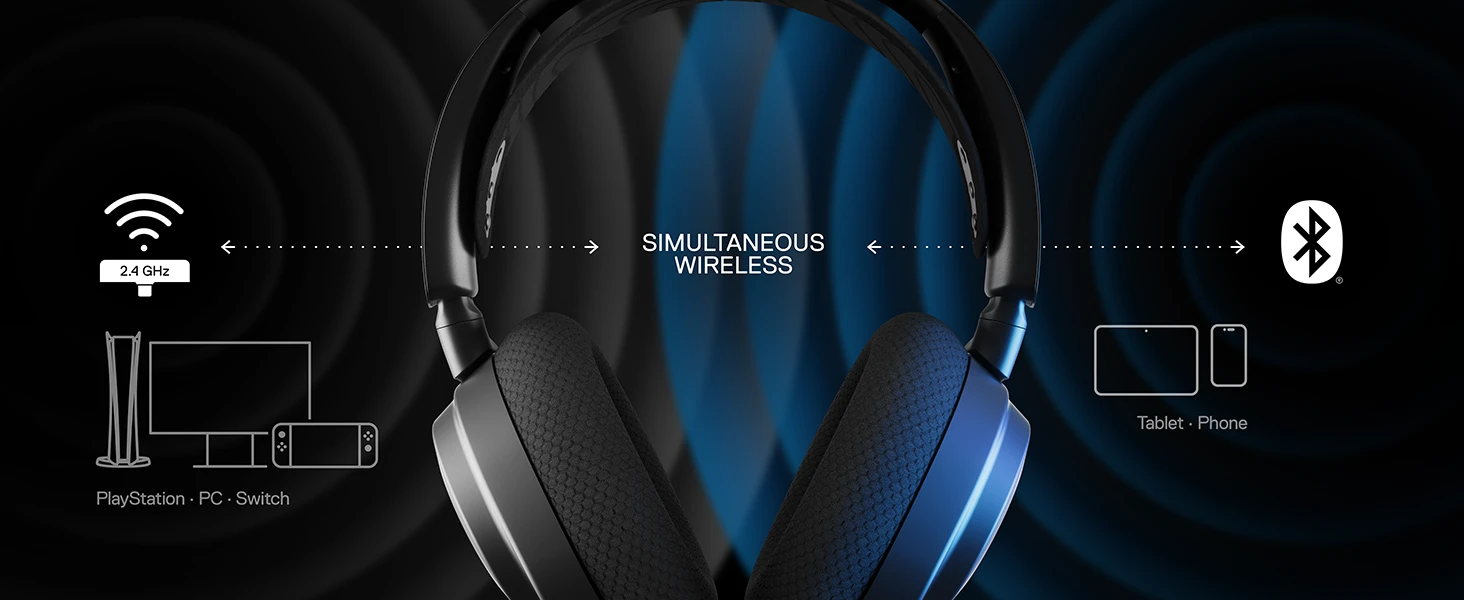 Belaidės žaidimų ausinės SteelSeries Arctis Nova 7, Juodos spalvos aprašymas - Prekės nuotrauka