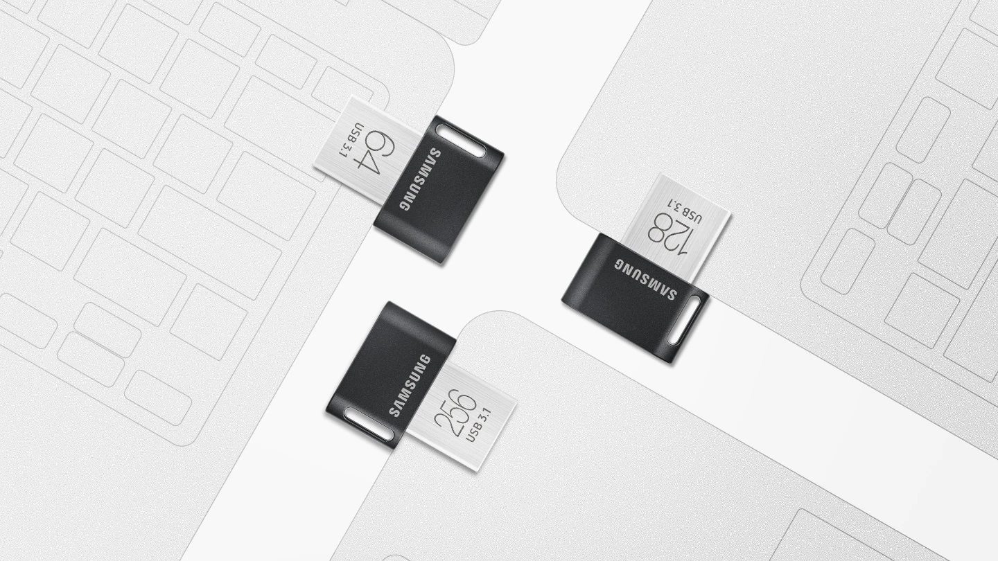 USB laikmena Samsung FIT Plus, 256 GB, Juodos spalvos aprašymas - Prekės nuotrauka