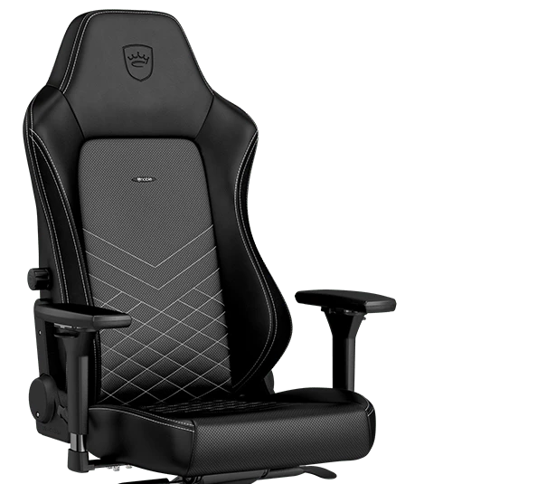 Žaidimų kėdė Noblechairs HERO PU-Leather Gaming Chair, Juoda-balta aprašymas - Prekės nuotrauka