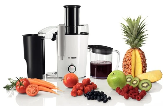 Sulčiaspaudė Juicer | Bosch | MES25A0 | Type Centrifugal juicer | Juodas/Baltas | 700 W | Extra large fruit input | Greičių skaičius 2 aprašymas - Prekės nuotrauka