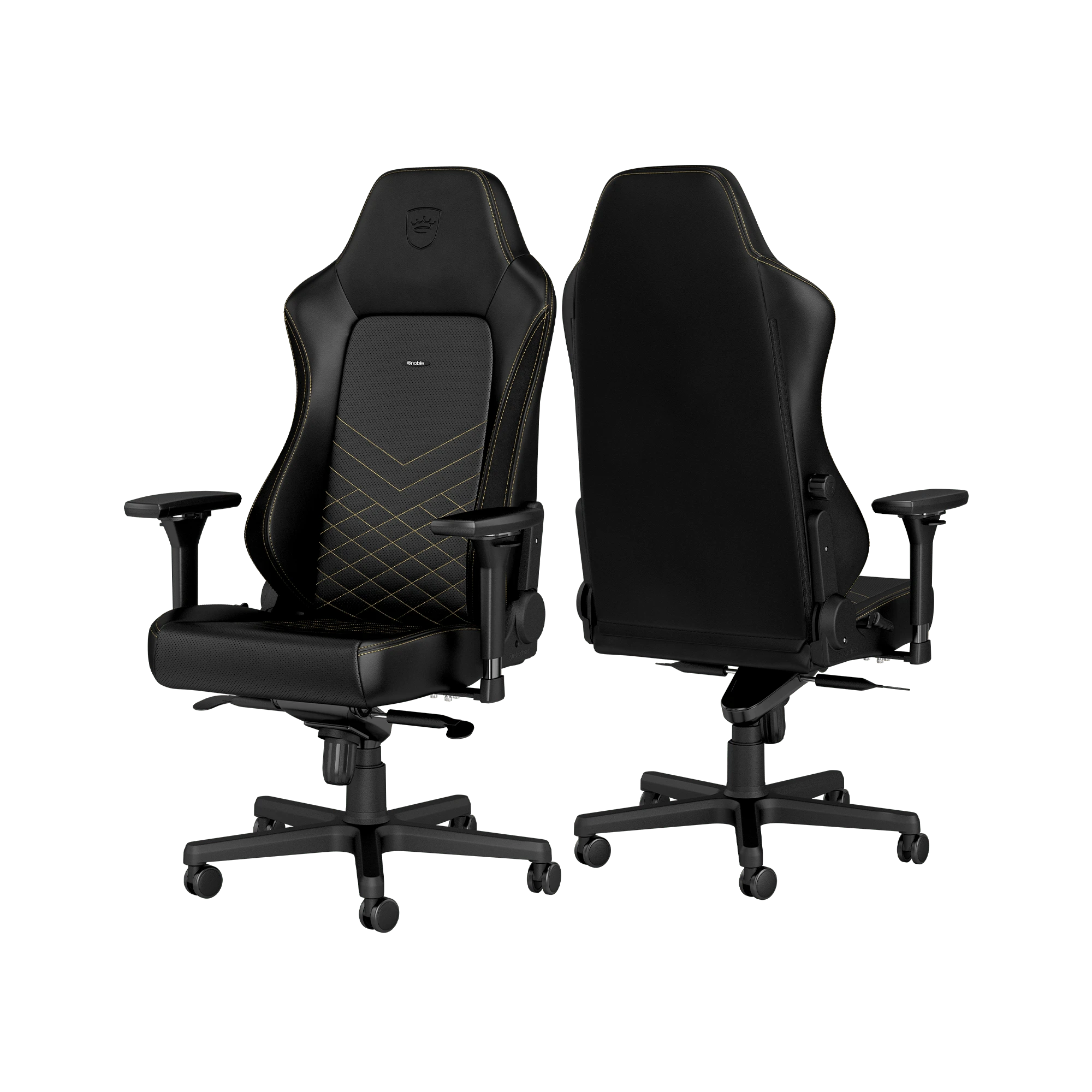 Žaidimų kėdė Noblechairs HERO PU-Leather Gaming Chair, Juoda-auksinė aprašymas - Prekės nuotrauka