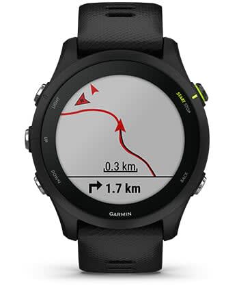Išmanusis laikrodis Garmin Forerunner 255, Juodos spalvos apvadas su mėlynos spalvos silikoniniu dirželiu, 46mm aprašymas - Prekės nuotrauka