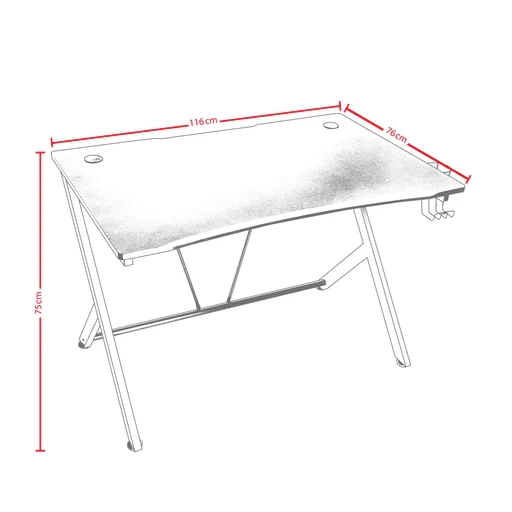Žaidimų stalas Nitro Concepts D12 Gaming Desk, Juoda-raudona aprašymas - Prekės nuotrauka