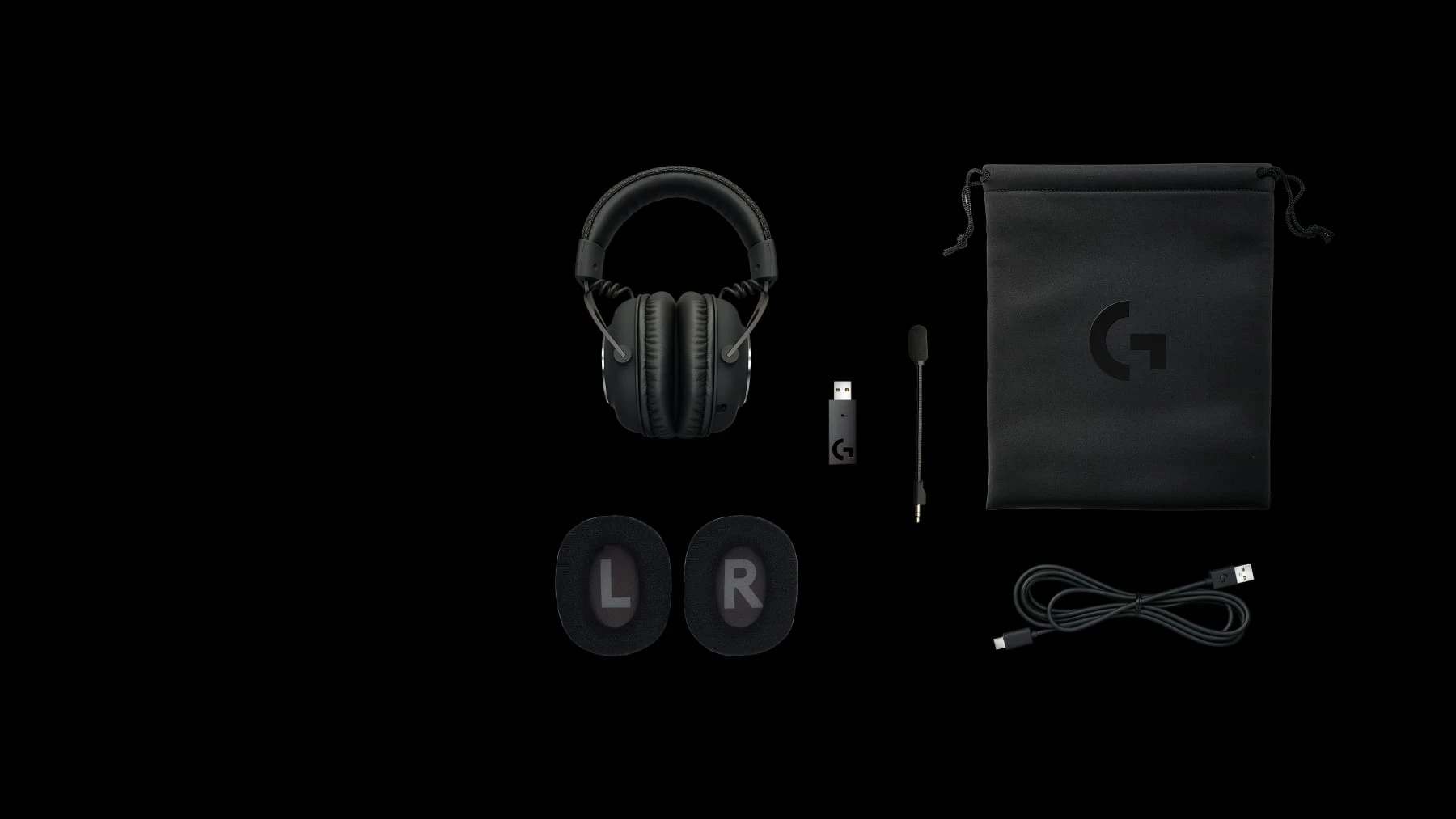 Belaidės žaidimų ausinės Logitech PRO X serijos, Juodos spalvos aprašymas - Prekės nuotrauka