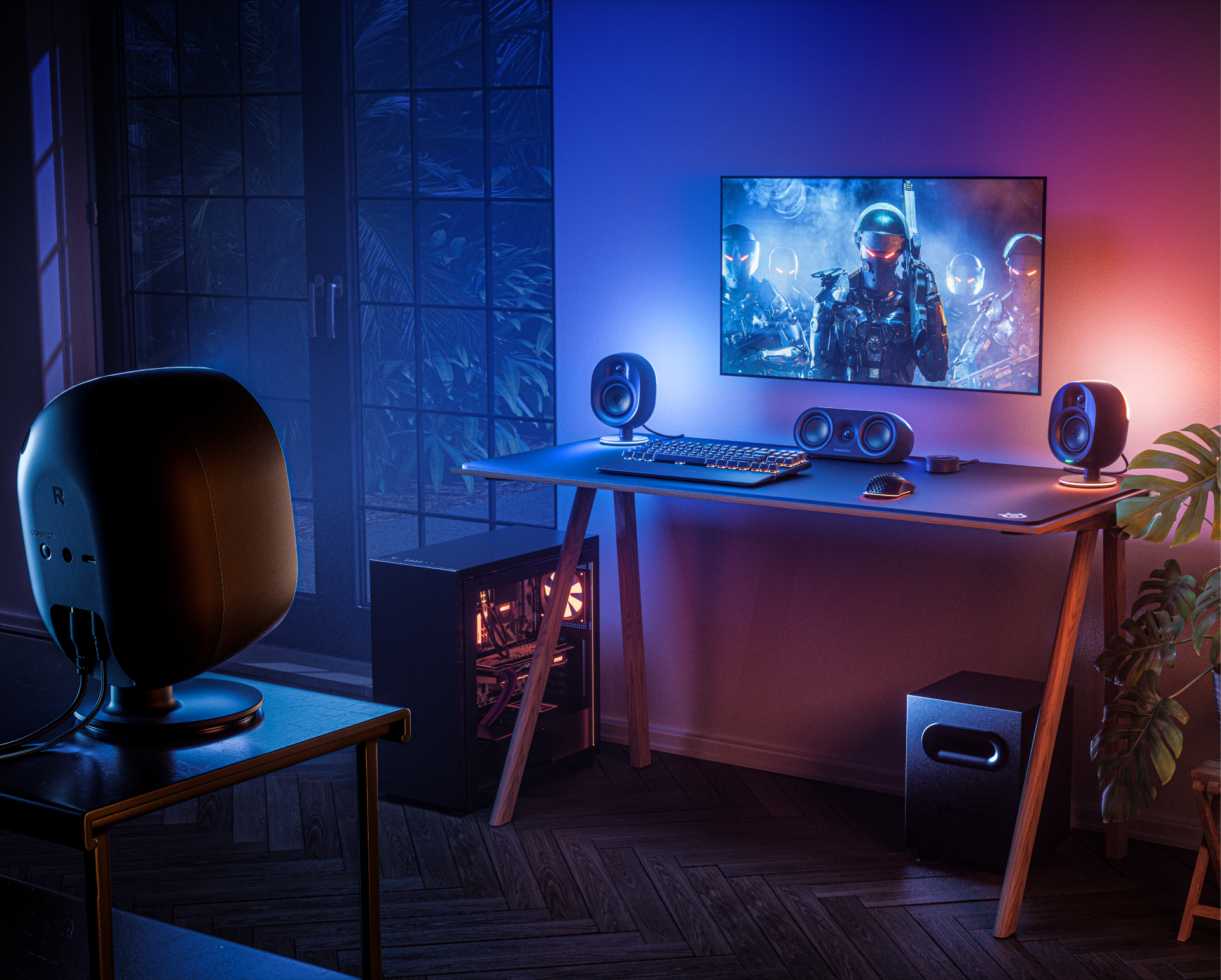 Kompiuterio kolonėlės SteelSeries Arena 9, Juodos spalvos aprašymas - Prekės nuotrauka