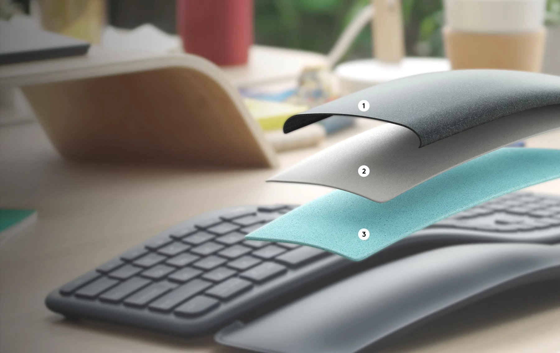 Logitech ERGO K860 belaidė klaviatūra, grafito spalvos, Skandinaviškas išdėstymas (Qwerty) aprašymas - Prekės nuotrauka