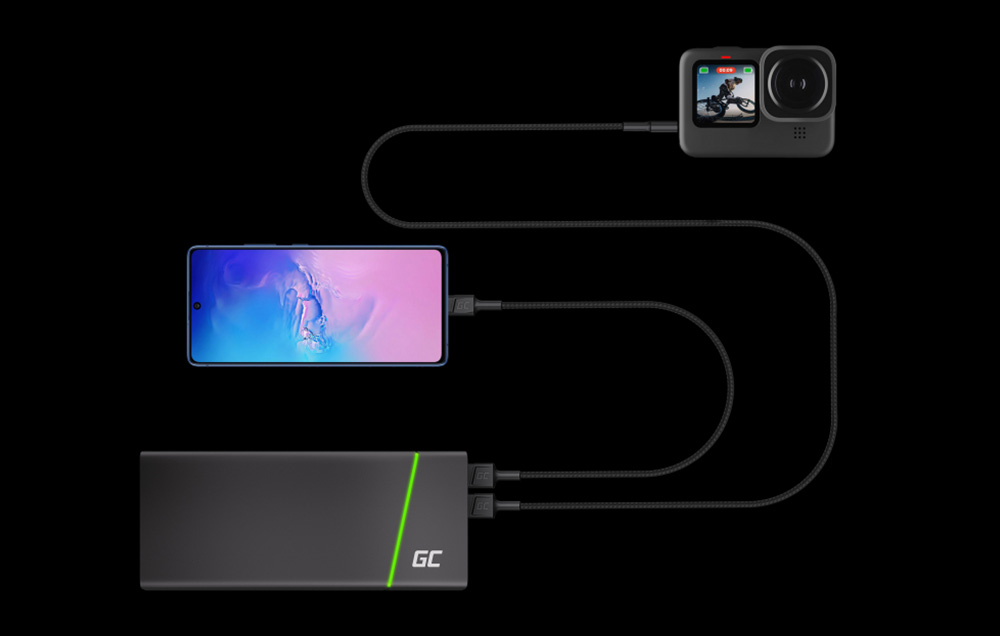 Green Cell Žalias Cell GREENCELL laidas GC PowerStream USB-A – USB-C 120cm Ultra Charge QC 3.0 aprašymas - Prekės nuotrauka