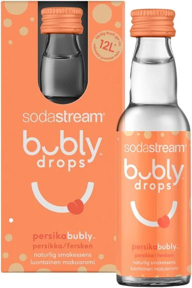 Bubly drops™ persikų skonio SodaStream sirupas, 40ml aprašymas - Prekės nuotrauka