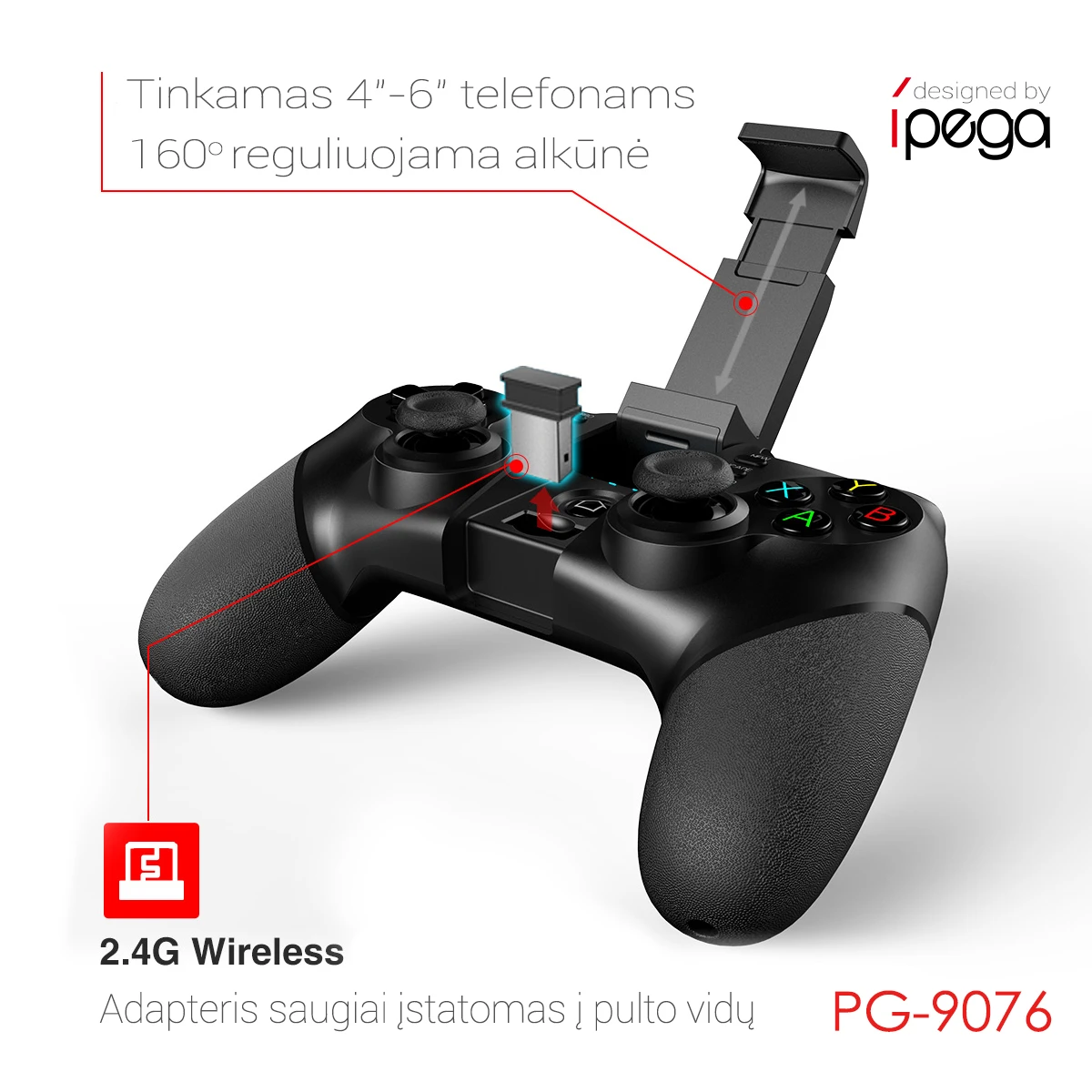 Ipega PG-9076 žaidimų valdymo pultas skirtas žaisti Android ir Windows 7/8/10 žaidimus aprašymas - Prekės nuotrauka