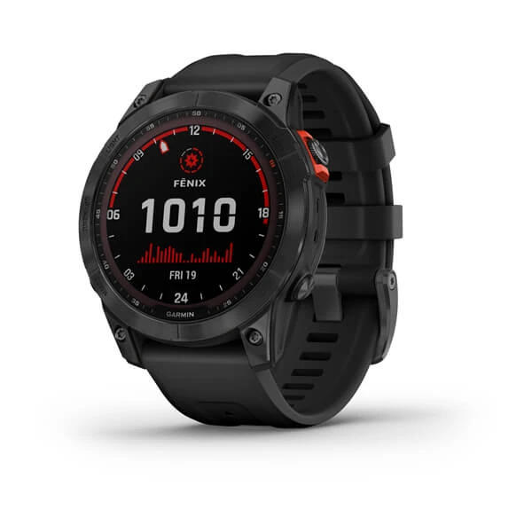 Išmanusis laikrodis Garmin fenix 7 Solar, Pilkos skalūno spalvos, su juodos spalvos silikoniniu dirželiu (Ekspozicinė prekė) aprašymas - Prekės nuotrauka