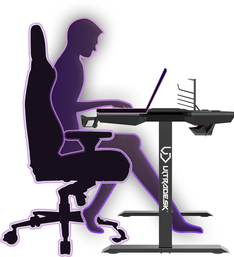 Žaidimų stalas Ultradesk Force Gaming Desk, LED RGB Prismatic, Baltas su juodu kilimėliu aprašymas - Prekės nuotrauka