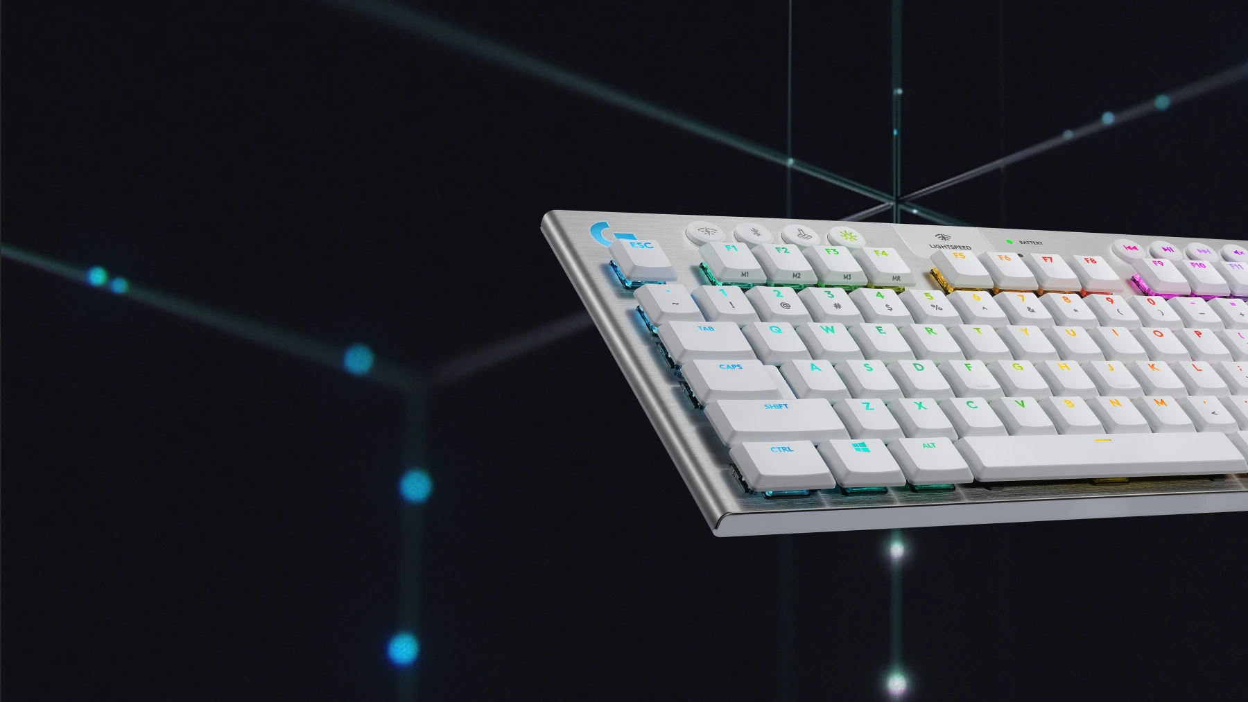 Belaidė Mechaninė žaidimų klaviatūra Logitech G915 TKL, RGB, Lightspeed, Stilius: Clicky, Išdėstymas: Šiaurės šalių aprašymas - Prekės nuotrauka