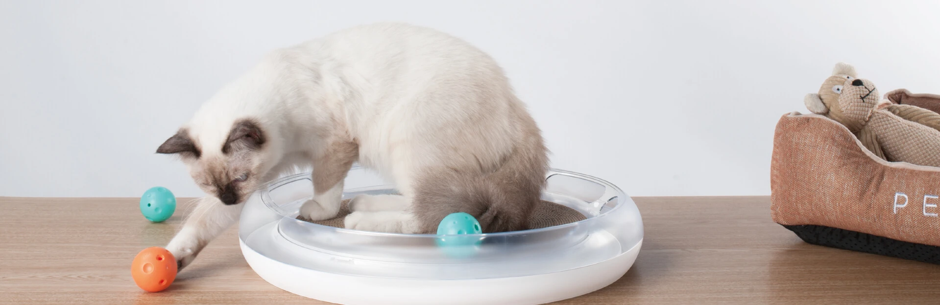 PETKIT Fun 4 in 1 kačių pramogų ir poilsio centras: guolis, draskyklė, bei žaidimų aištelė aprašymas - Prekės nuotrauka