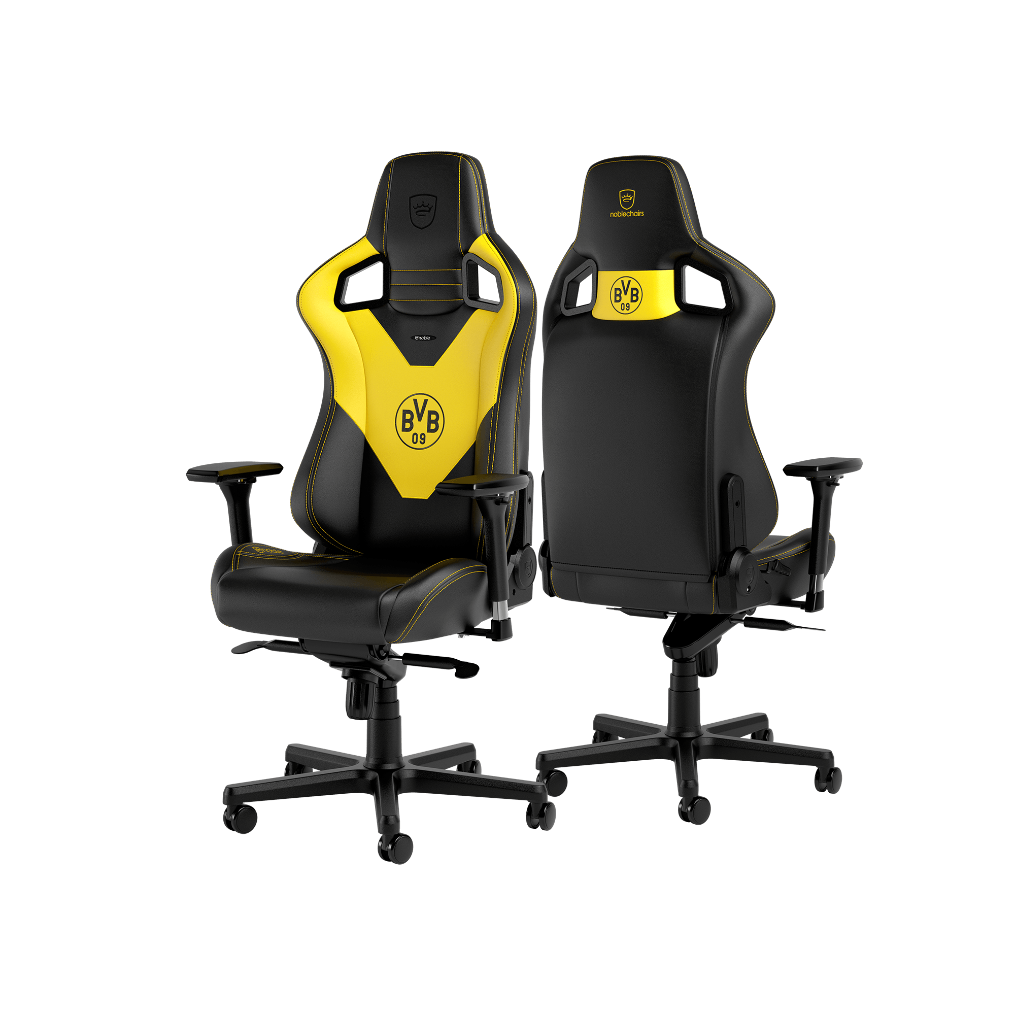 Žaidimų kėdė Noblechairs EPIC Borussia Dortmund Edition PU-Leather Gaming Chair aprašymas - Prekės nuotrauka